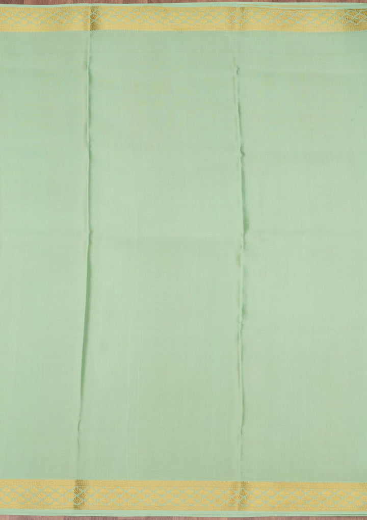 Sea Green Zariwork Pure Crepe Silk Saree-Koskii