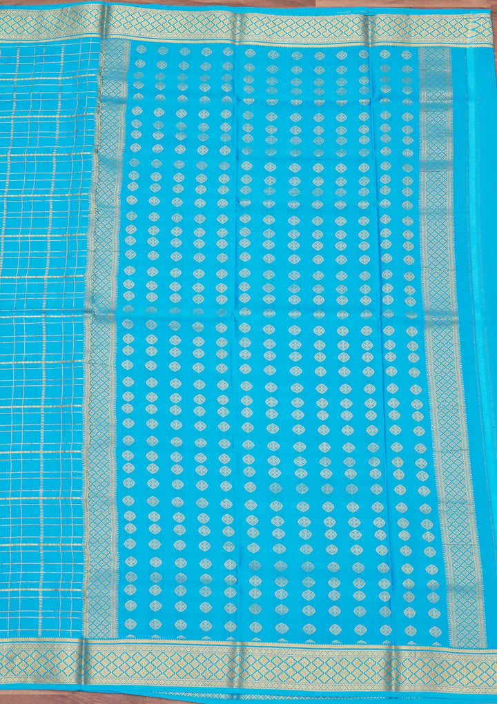 Blue Zariwork Pure Crepe Silk Saree_koskii