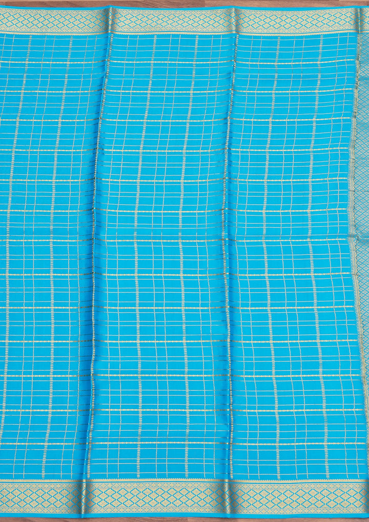 Blue Zariwork Pure Crepe Silk Saree_koskii