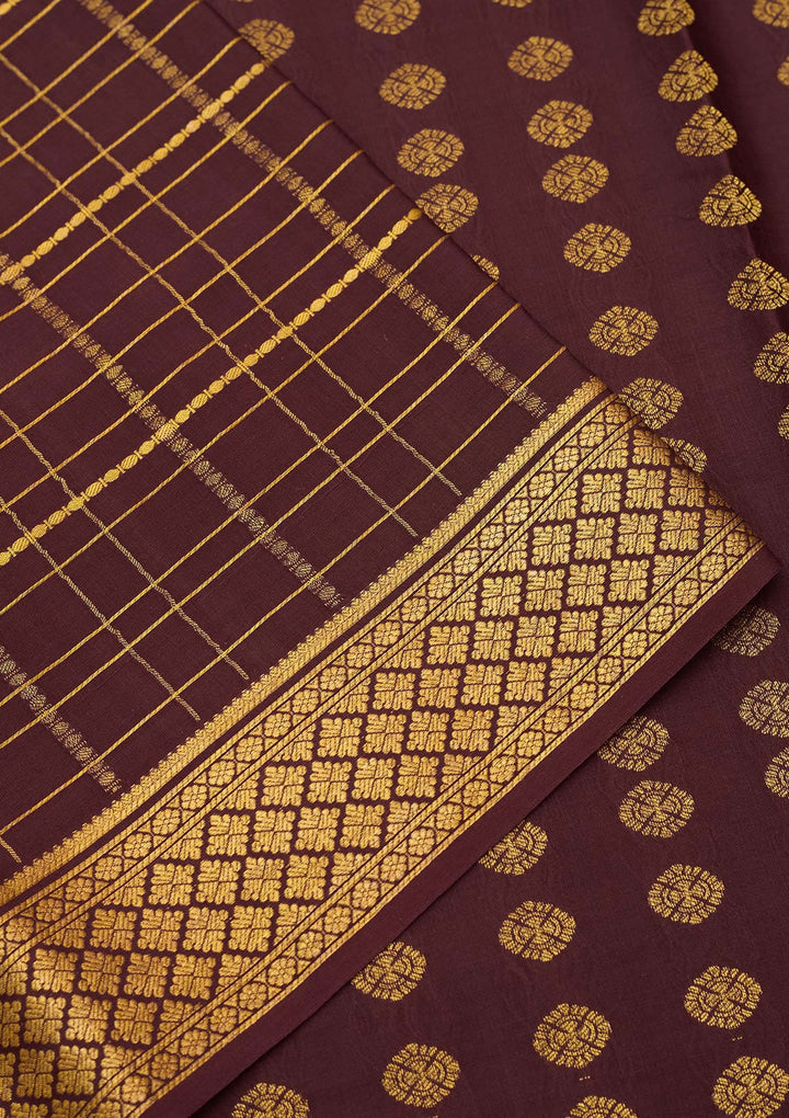Brown Zariwork Pure Crepe Silk Saree-Koskii