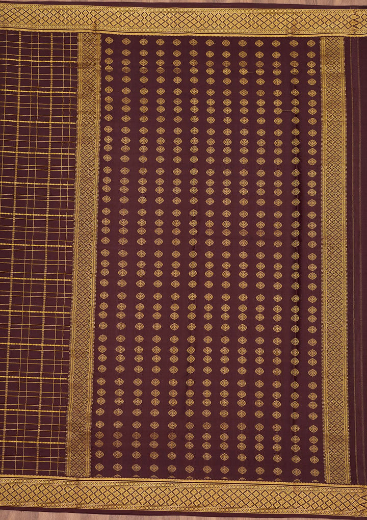 Brown Zariwork Pure Crepe Silk Saree-Koskii