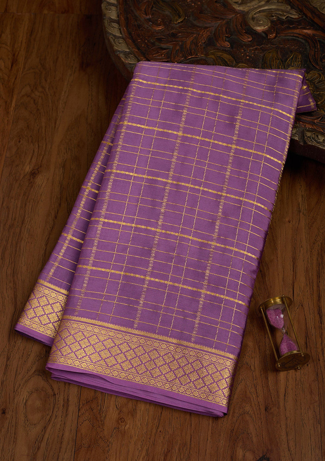 Light Lavender Zariwork Pure Crepe Silk Saree-Koskii