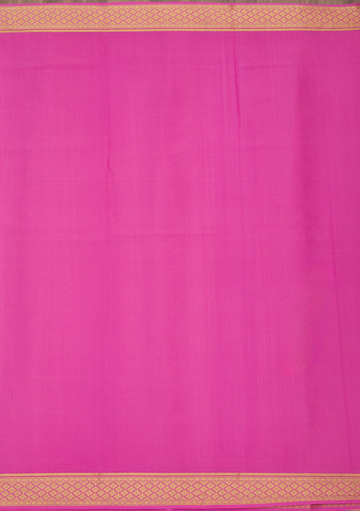 Onion Pink Zariwork Pure Crepe Silk Saree-Koskii