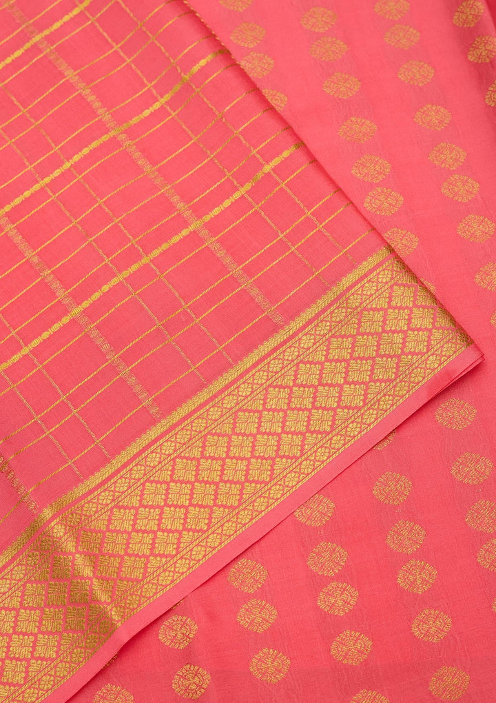 Peach Zariwork Pure Crepe Silk Saree-Koskii