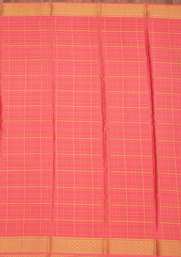 Peach Zariwork Pure Crepe Silk Saree-Koskii