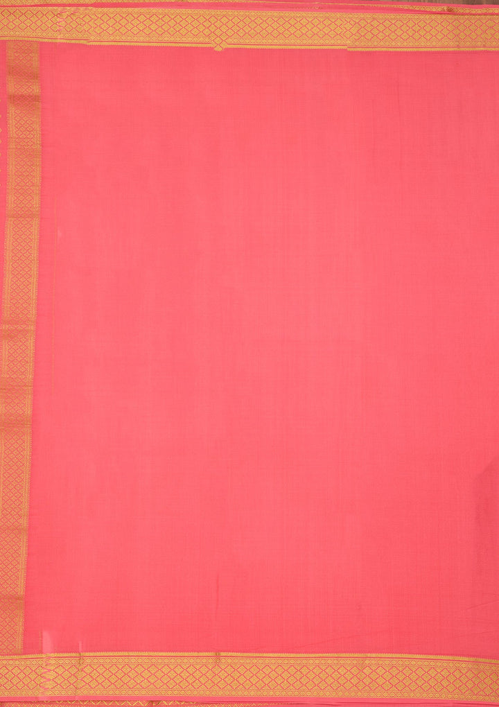 Peach Zariwork Pure Crepe Silk Saree-Koskii