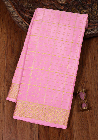 Pink Zariwork Pure Crepe Silk_Saree-koskii