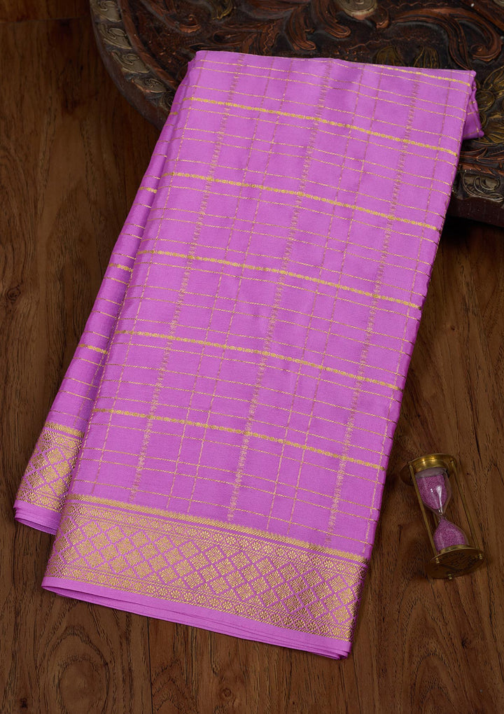 Purple Zariwork Pure Crepe Silk Saree-Koskii