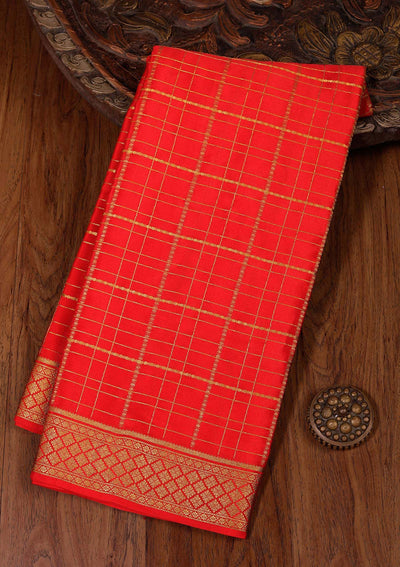 Red Zariwork Pure Crepe Silk Saree-koskii