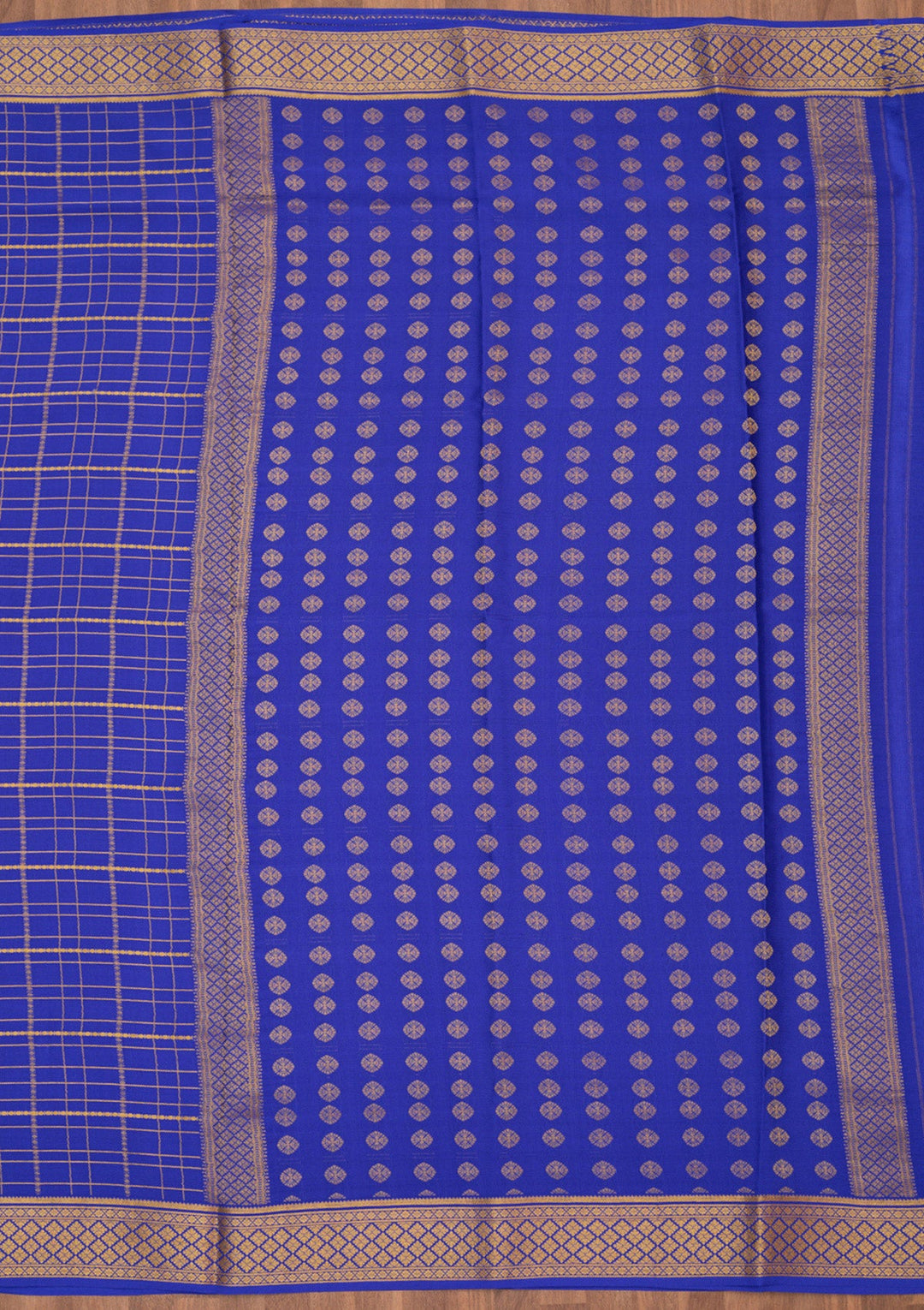 Royal Blue Zariwork Pure Crepe Silk Saree-Koskii