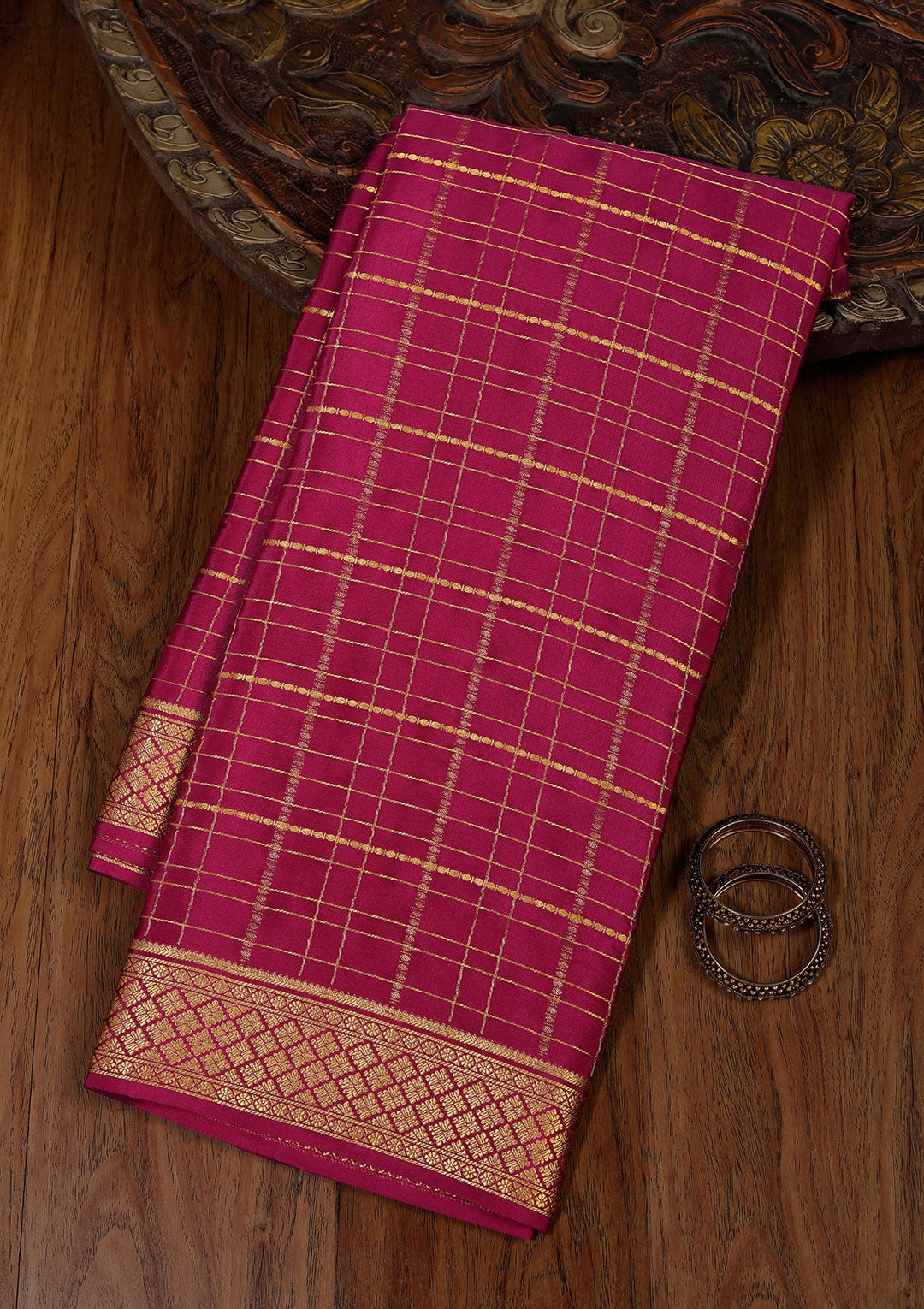 Wine Zariwork Pure Crepe Silk_Saree_koskii