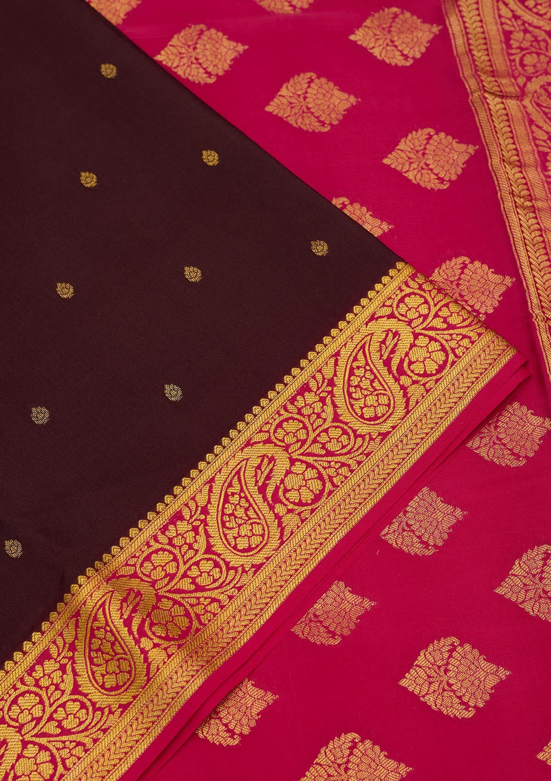 Brown Zariwork Pure Crepe Silk Saree-Koskii