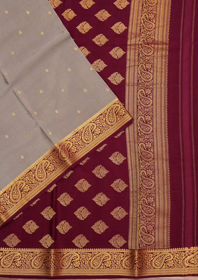 Light Grey Zariwork Pure Crepe Silk Saree-koskii
