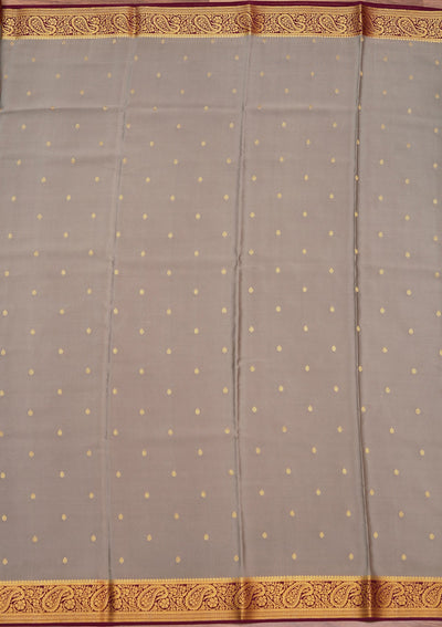 Light Grey Zariwork Pure Crepe Silk Saree-koskii