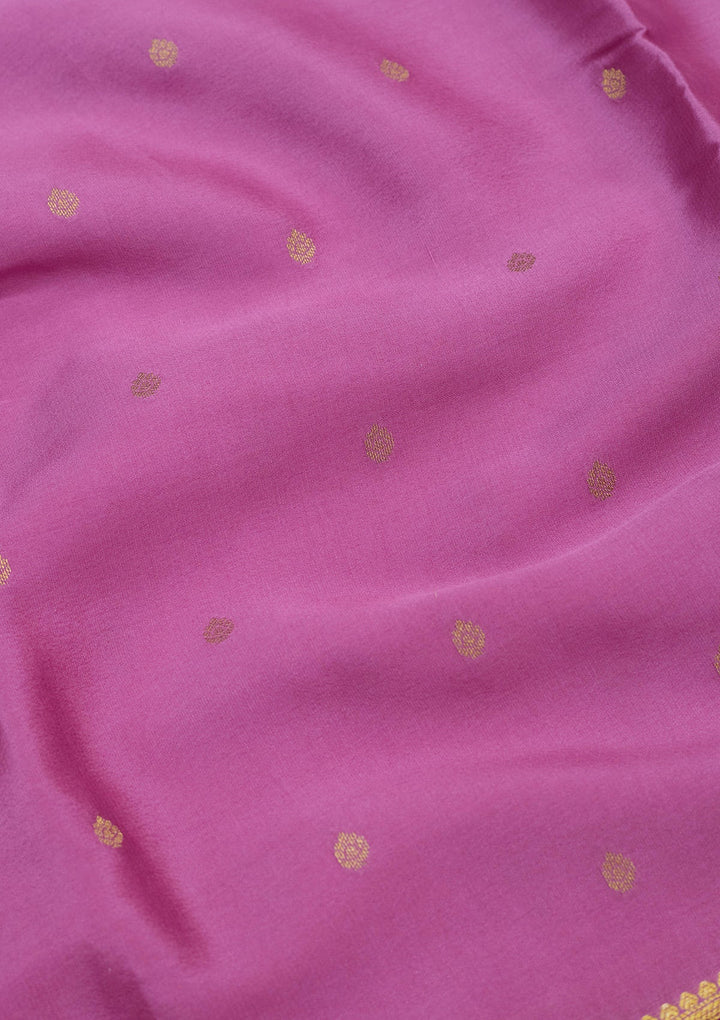 Onion Pink Zariwork Pure Crepe Silk Saree-Koskii