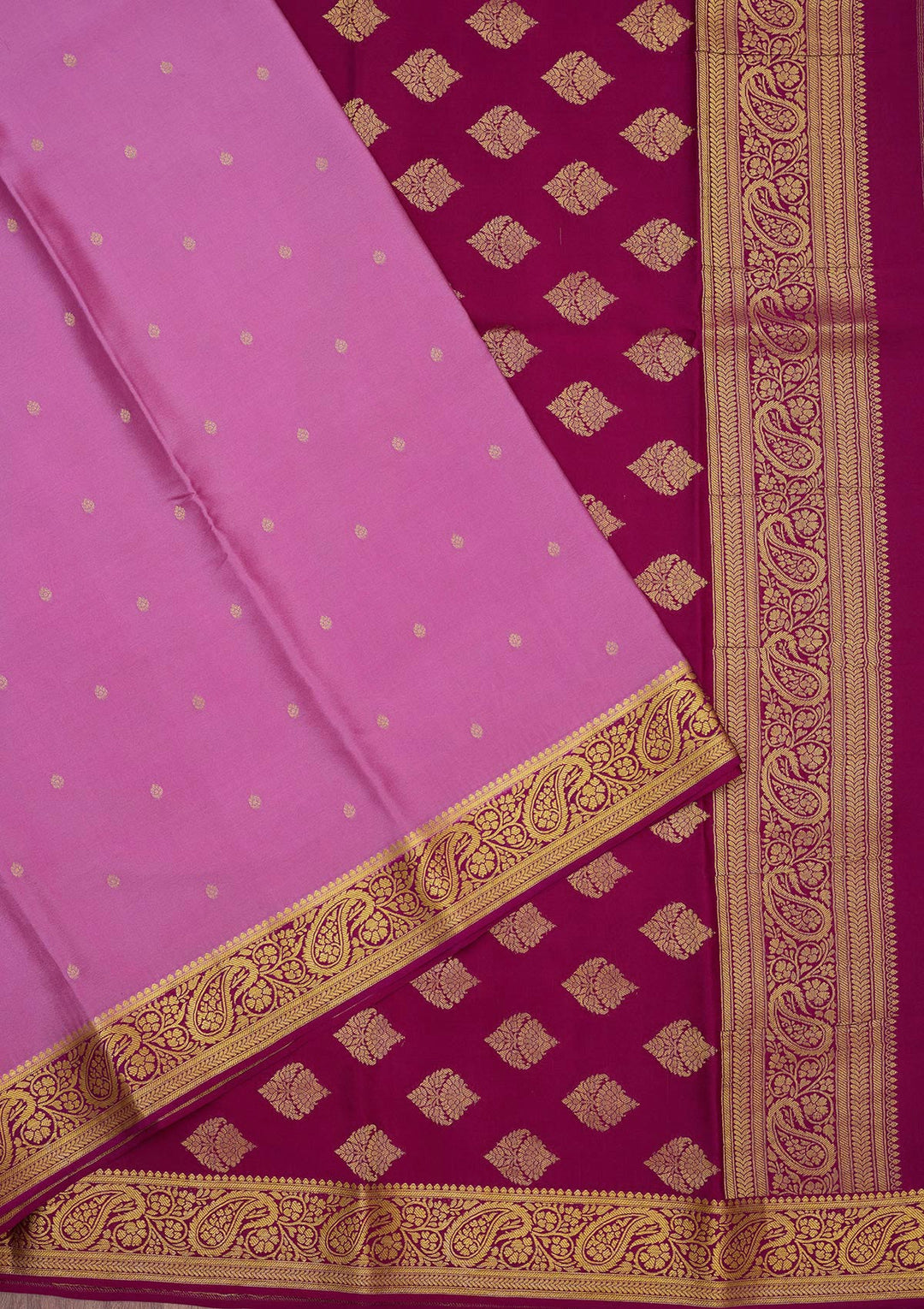 Onion Pink Zariwork Pure Crepe Silk Saree-Koskii