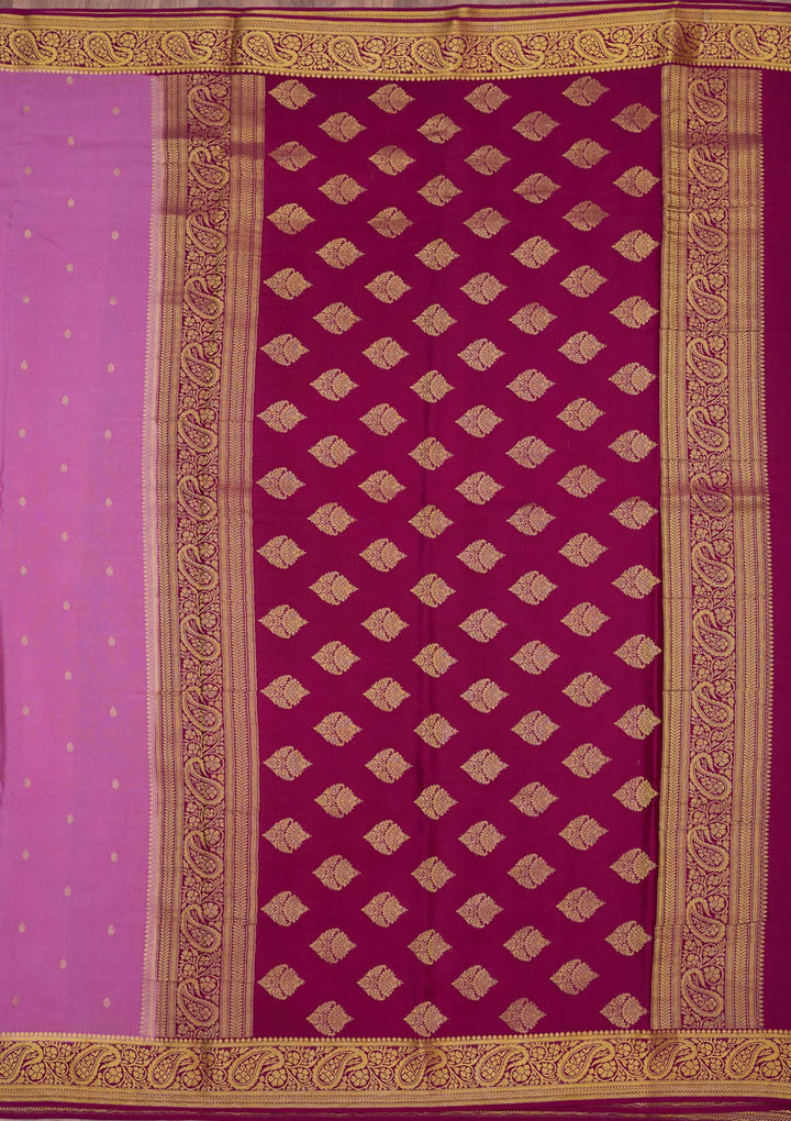 Onion Pink Zariwork Pure Crepe Silk Saree-Koskii