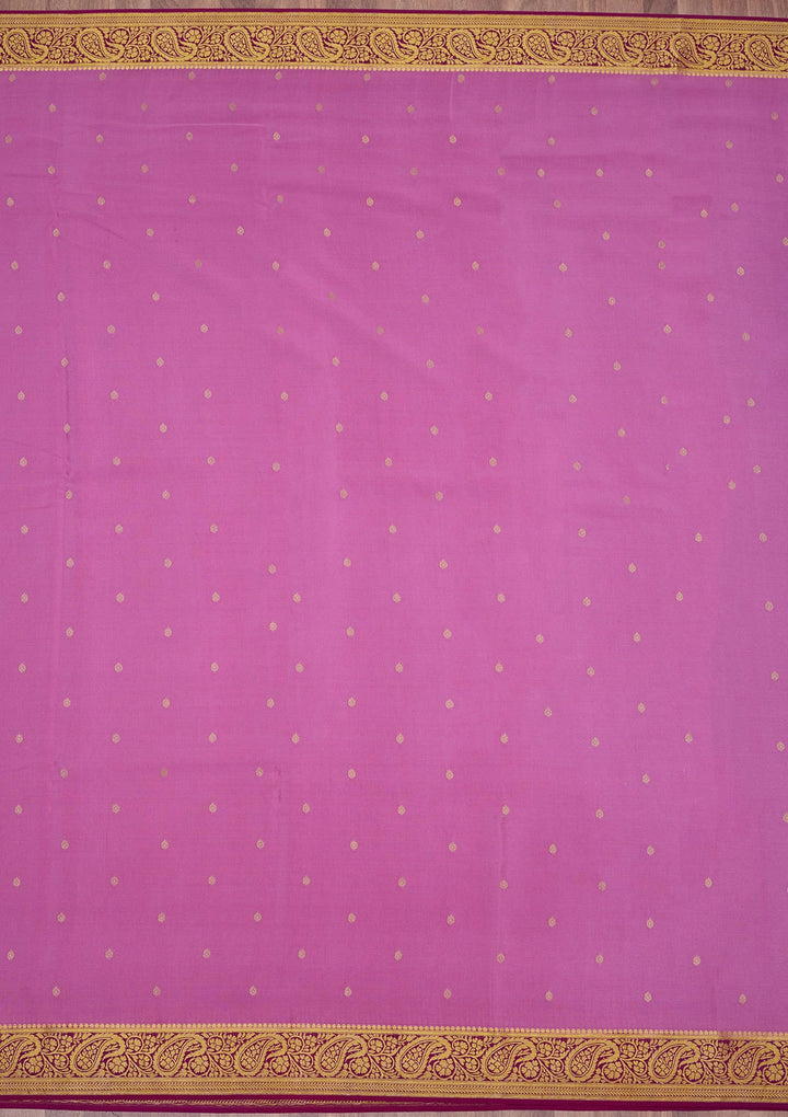 Onion Pink Zariwork Pure Crepe Silk Saree-Koskii