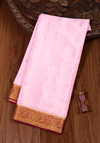 Onion Pink Zariwork Pure Crepe Silk Saree-koskii