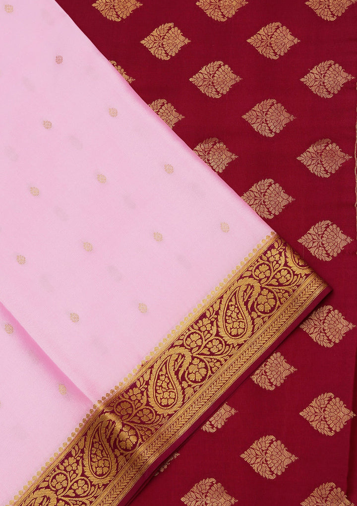 Onion Pink Zariwork Pure Crepe Silk Saree_koskii