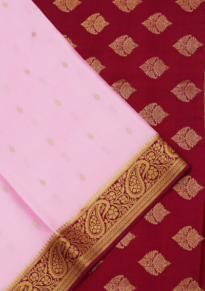 Onion Pink Zariwork Pure Crepe Silk Saree-koskii