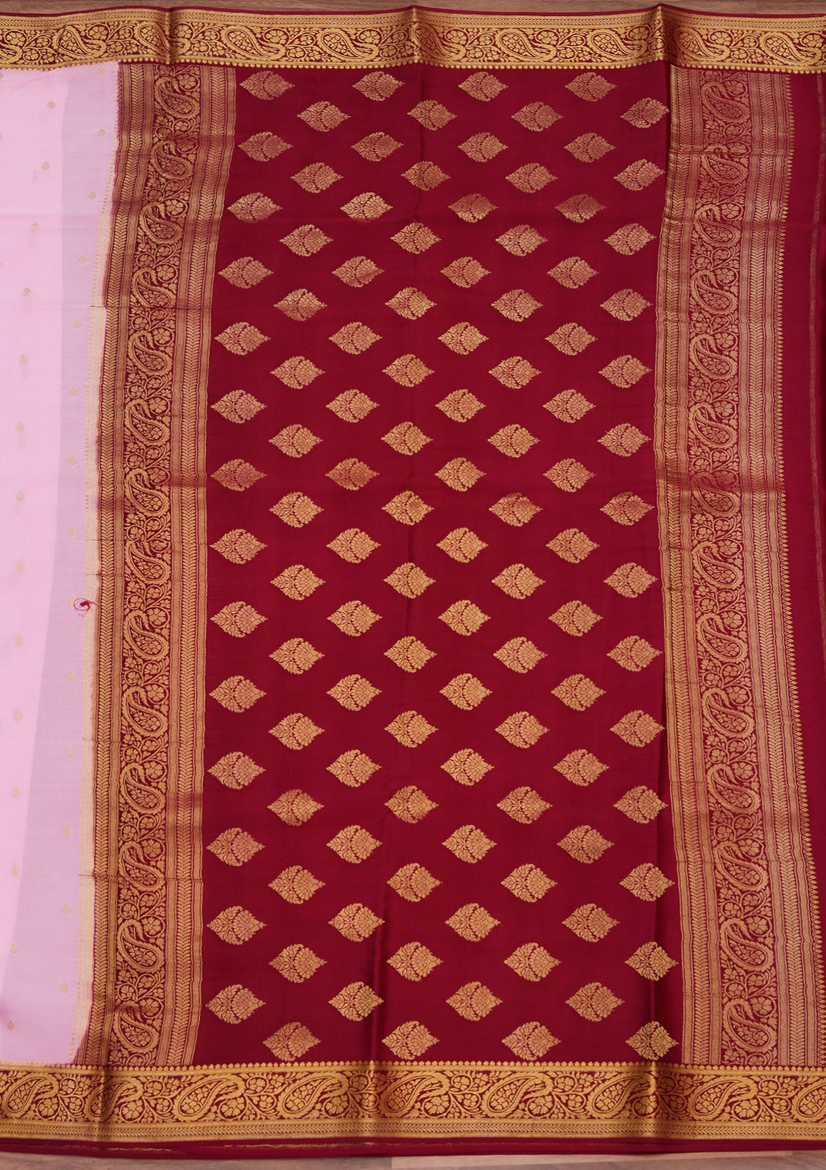 Onion Pink Zariwork Pure Crepe Silk Saree-koskii