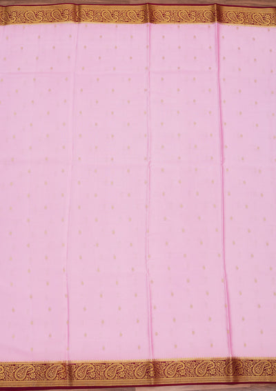 Onion Pink Zariwork Pure Crepe Silk Saree-koskii