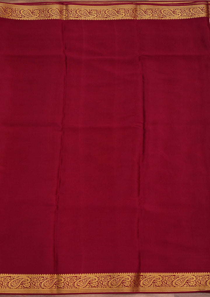 Onion Pink Zariwork Pure Crepe Silk Saree_koskii