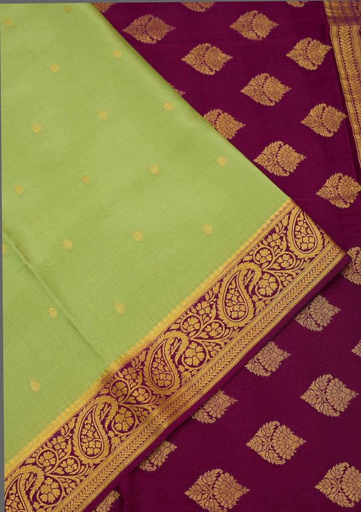 Pista Green Zariwork Pure Crepe Silk Saree-Koskii