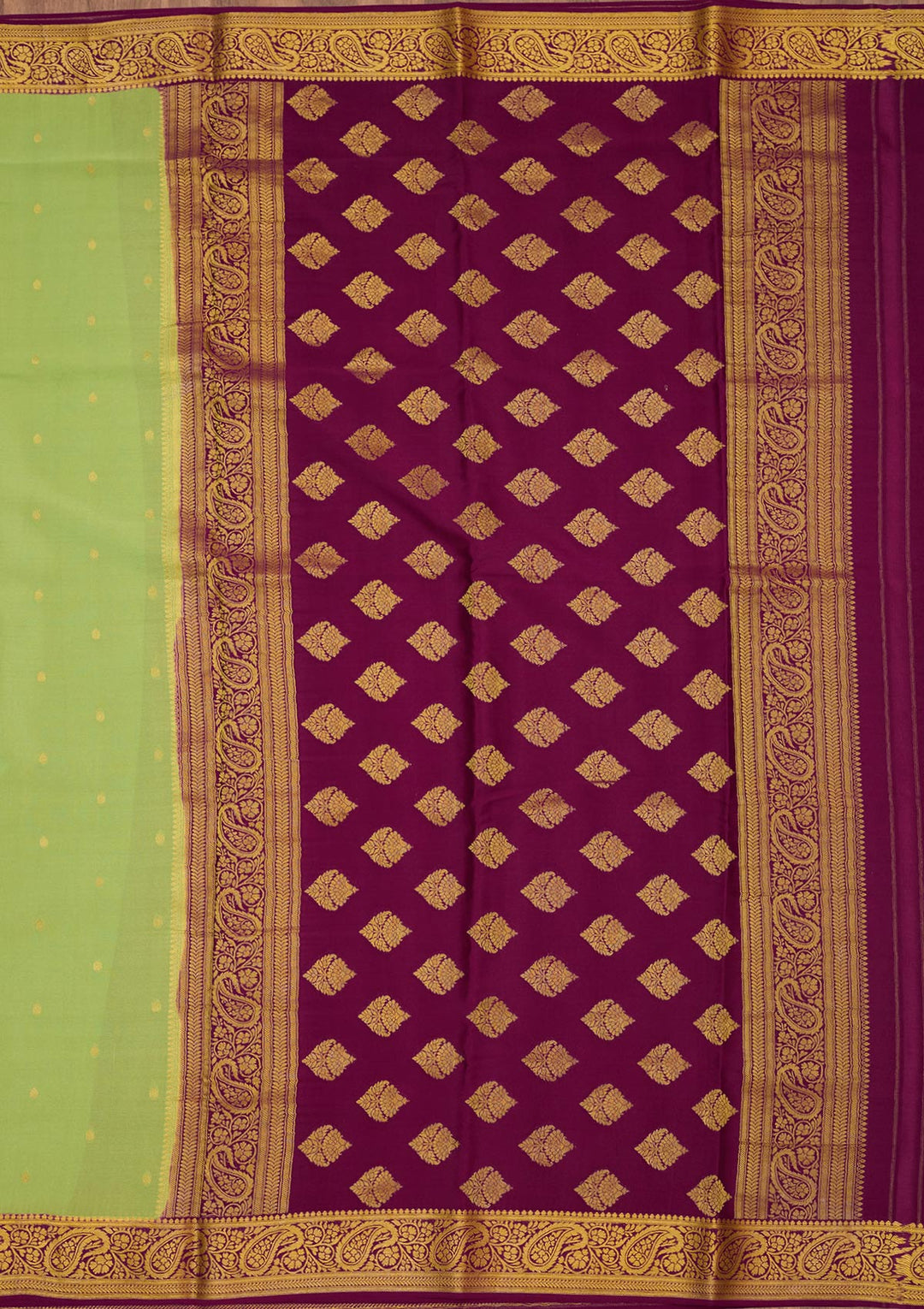 Pista Green Zariwork Pure Crepe Silk Saree-Koskii