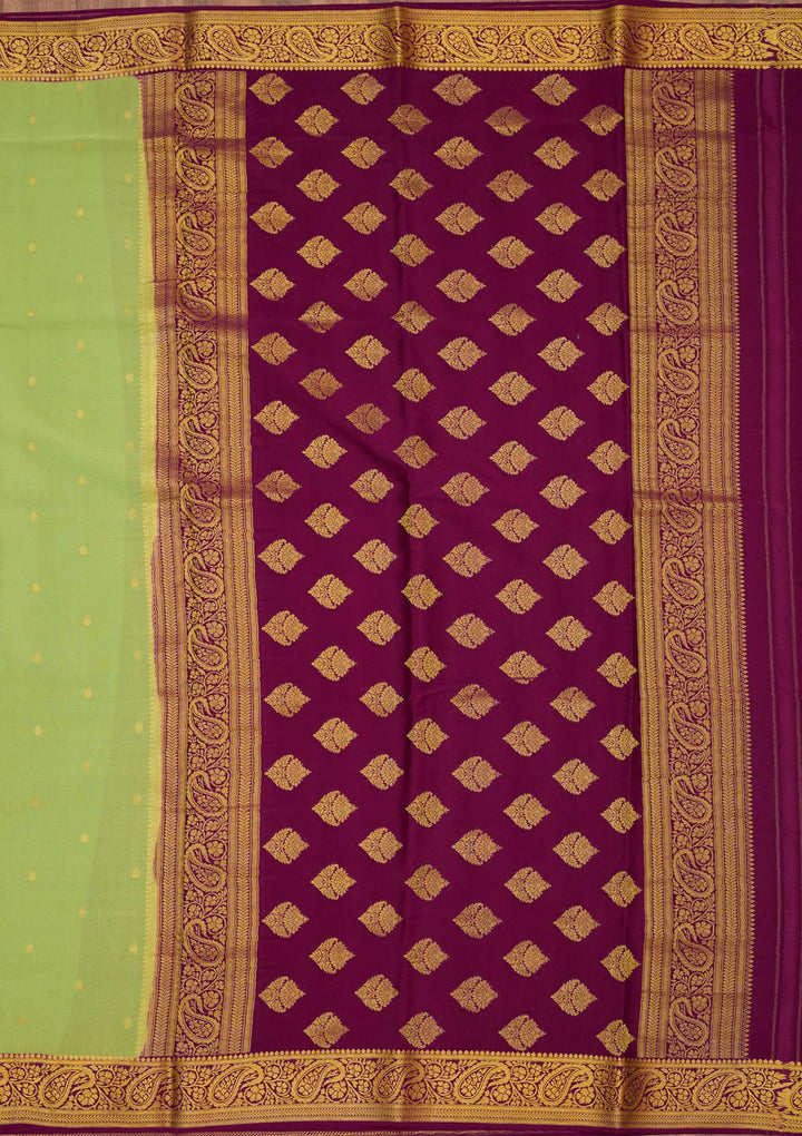 Pista Green Zariwork Pure Crepe Silk Saree-Koskii