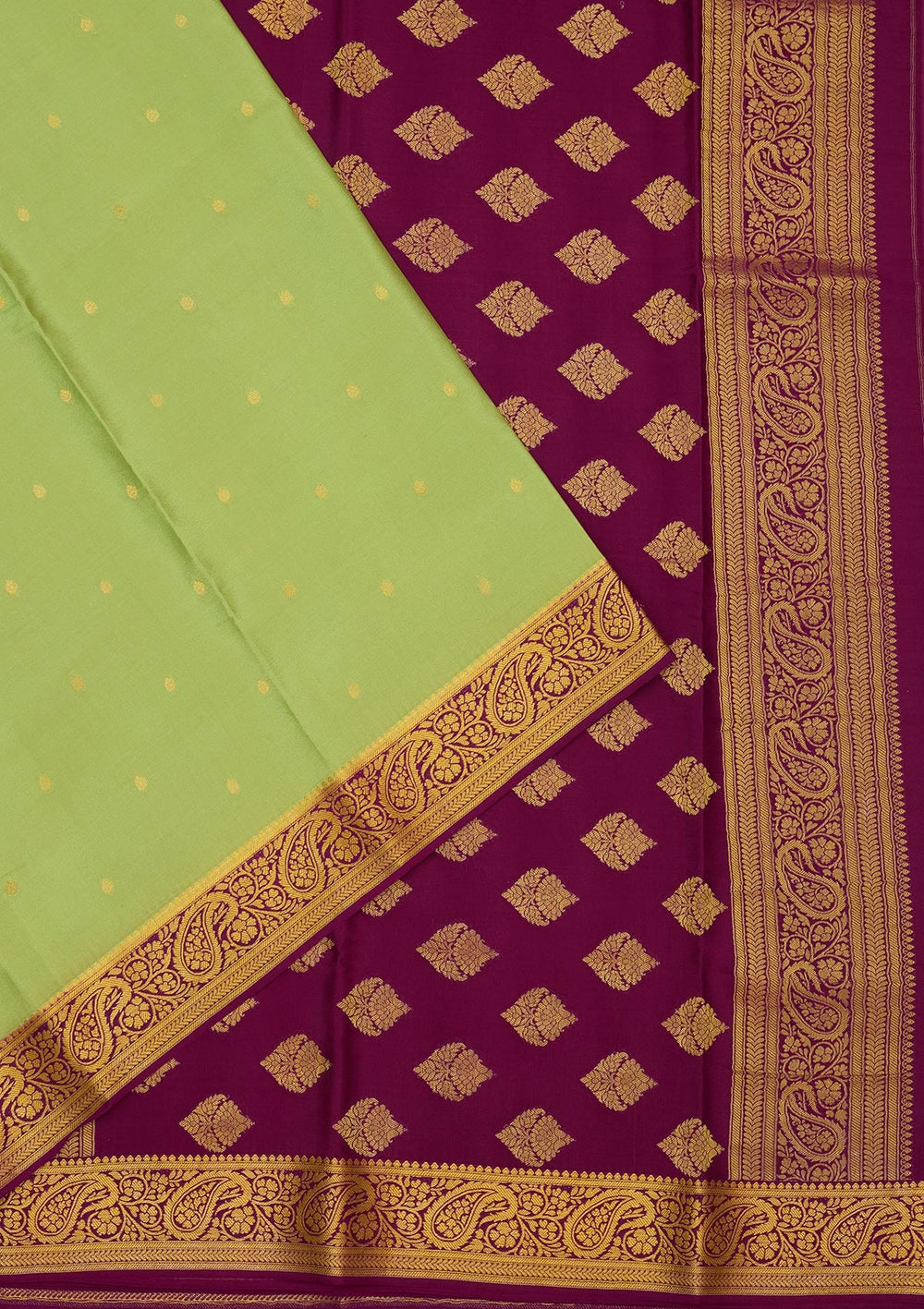 Pista Green Zariwork Pure Crepe Silk Saree-Koskii