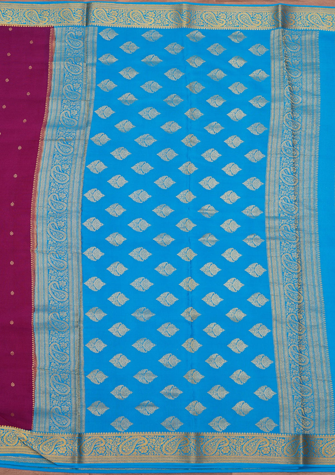 Purple Zariwork Pure Crepe Silk Saree_koskii