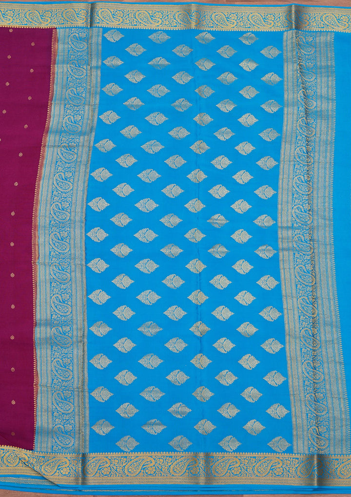 Purple Zariwork Pure Crepe Silk Saree_koskii