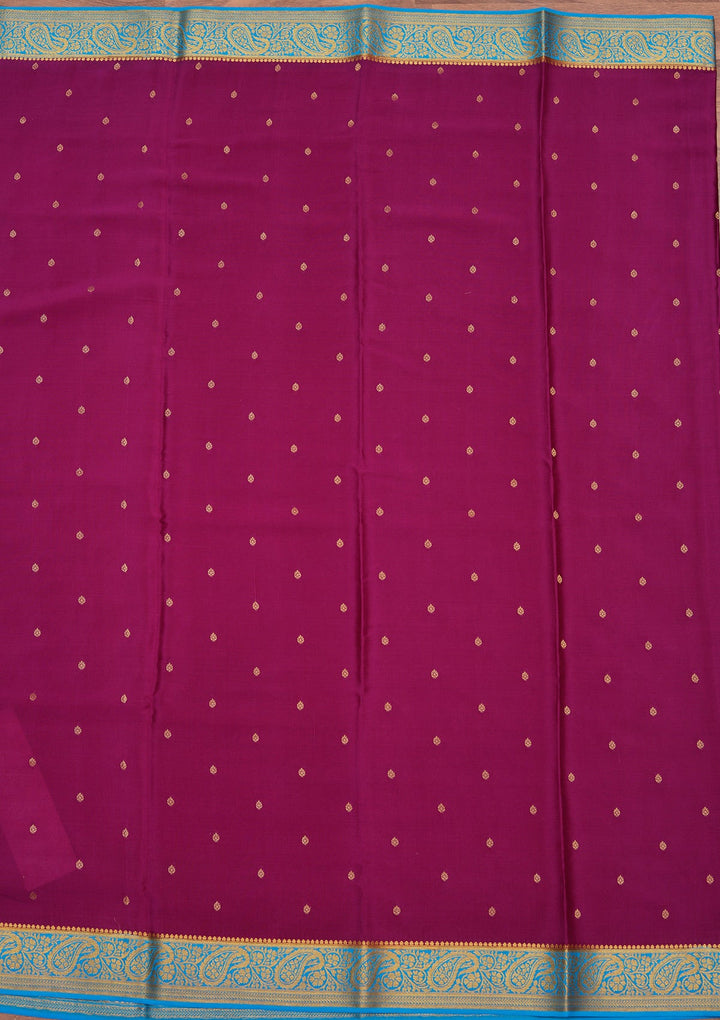 Purple Zariwork Pure Crepe Silk Saree_koskii