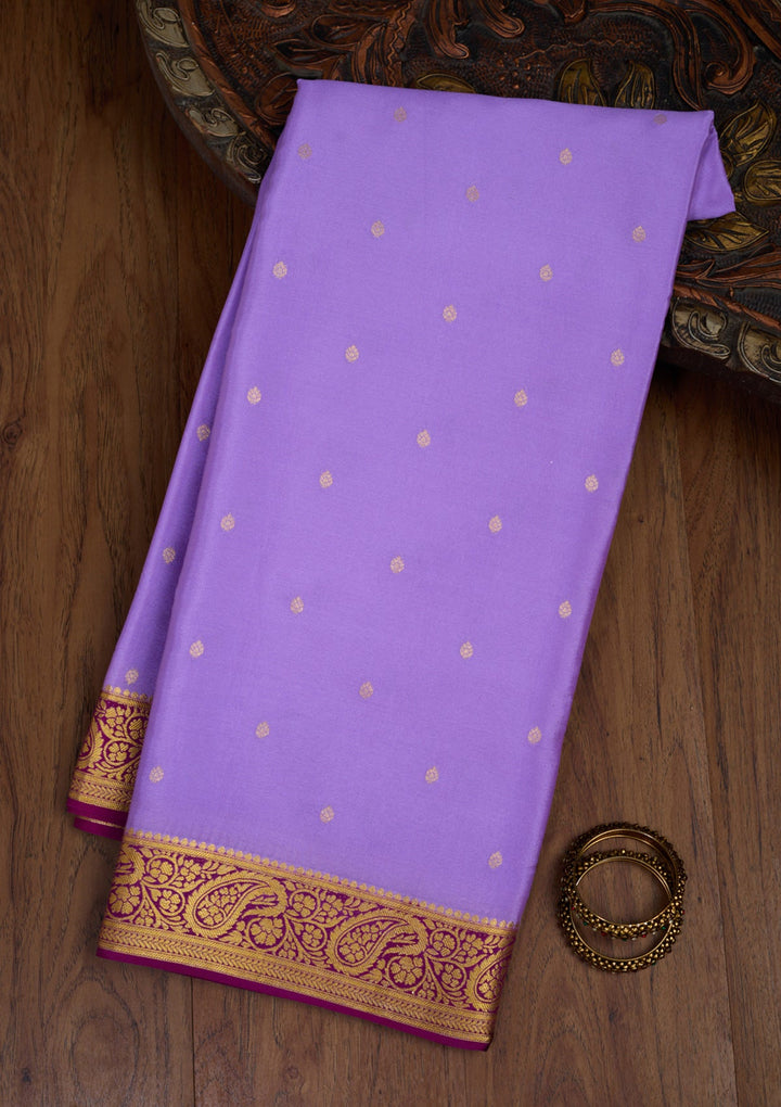 Purple Zariwork Pure Crepe Silk Saree-Koskii