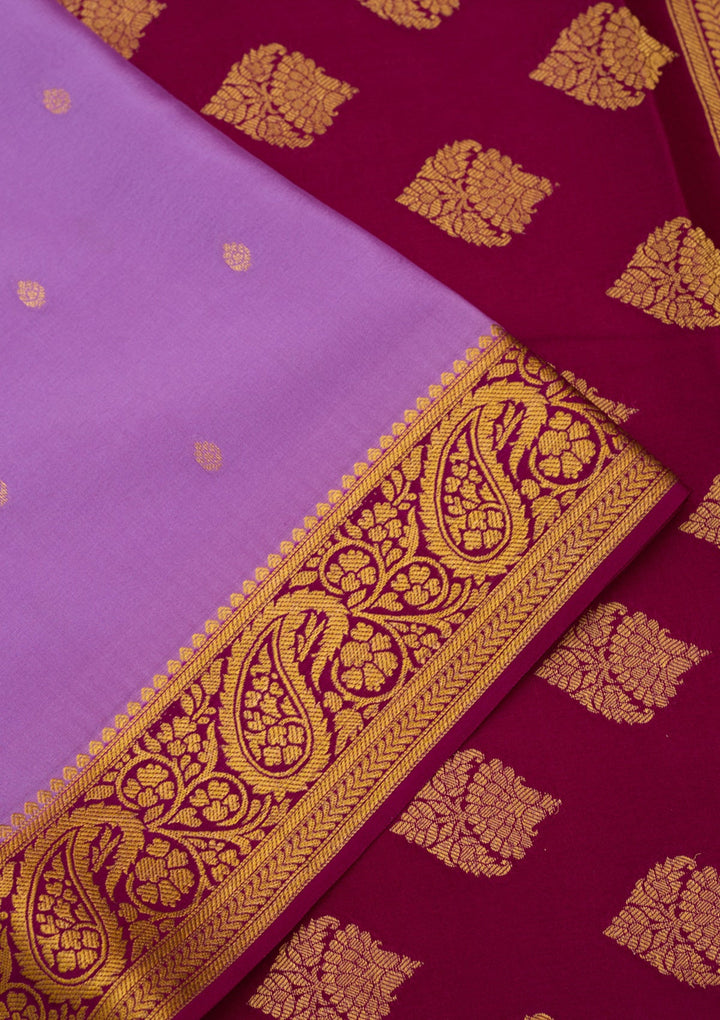 Purple Zariwork Pure Crepe Silk Saree-Koskii