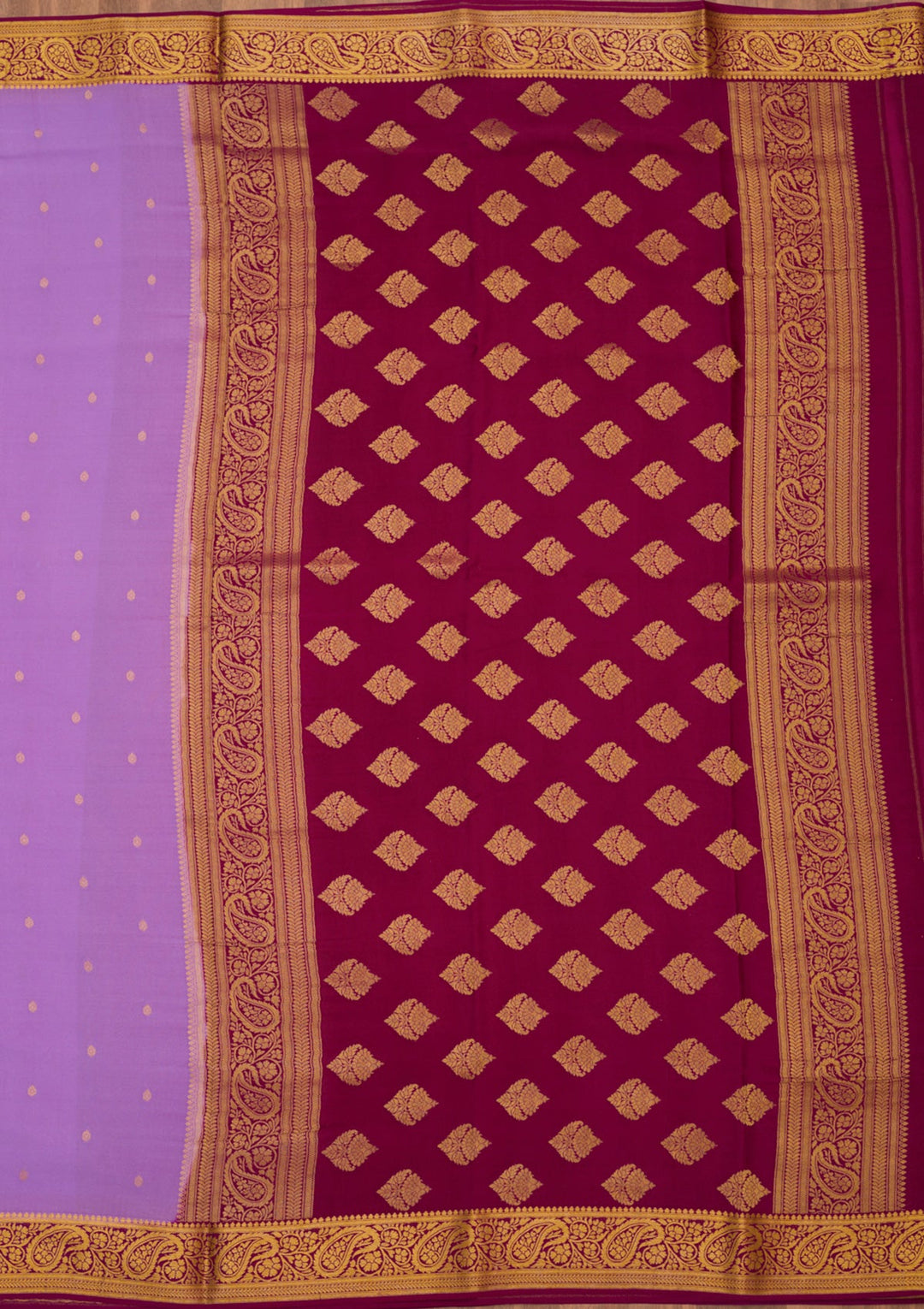 Purple Zariwork Pure Crepe Silk Saree-Koskii