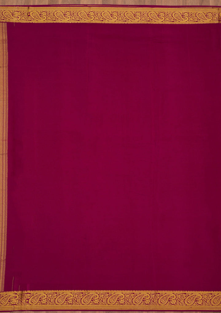 Purple Zariwork Pure Crepe Silk Saree-Koskii