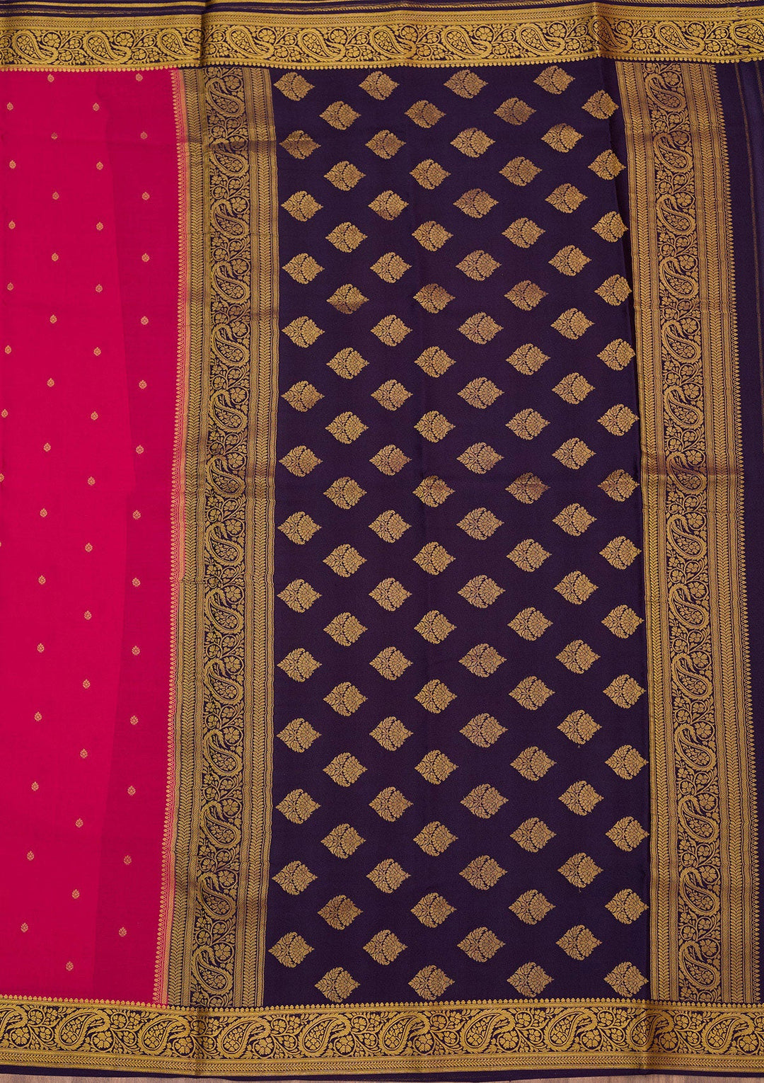 Rani Pink Zariwork Pure Crepe Silk_Saree-Koskii