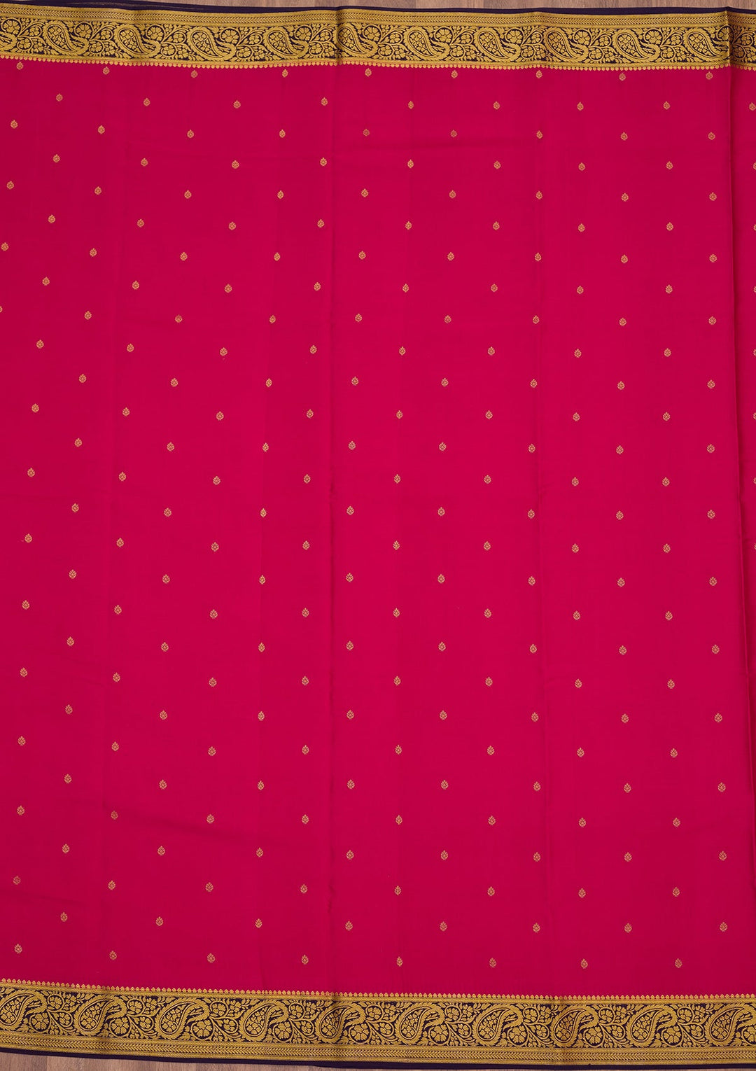 Rani Pink Zariwork Pure Crepe Silk_Saree-Koskii