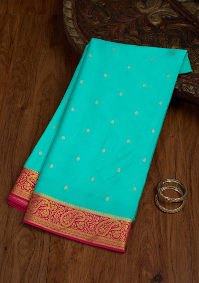 Sky Blue Zariwork Pure Crepe Silk Saree-Koskii