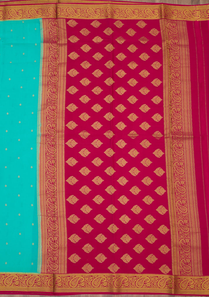 Sky Blue Zariwork Pure Crepe Silk Saree-Koskii