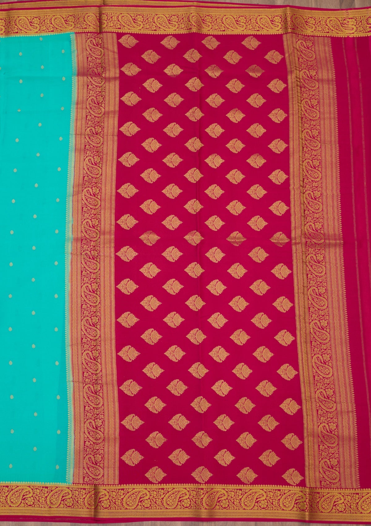 Sky Blue Zariwork Pure Crepe Silk Saree-Koskii