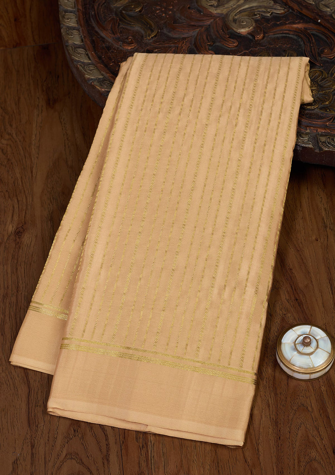Gold Zariwork Pure Crepe Silk Saree-Koskii