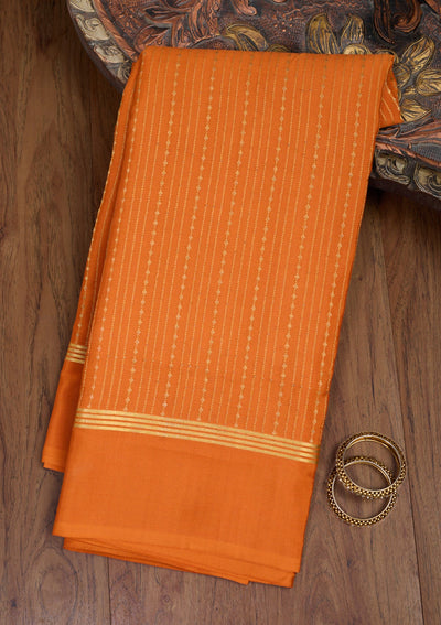 Orange Zariwork Pure Crepe Silk Saree-Koskii