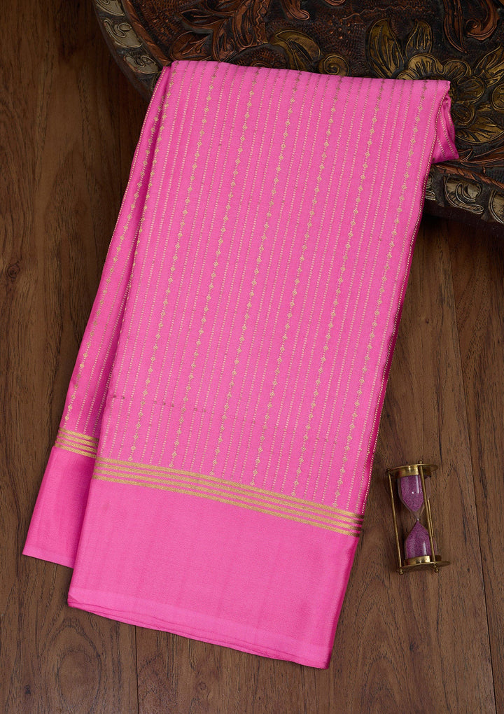 Peach Zariwork Pure Crepe Silk Saree-Koskii