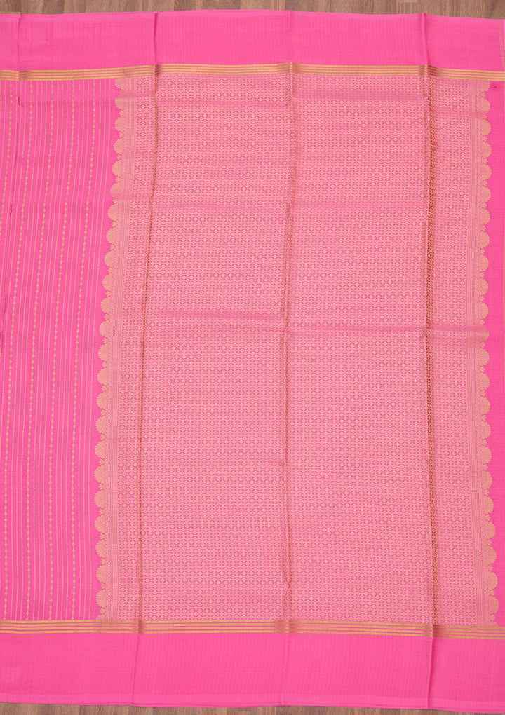 Peach Zariwork Pure Crepe Silk Saree-Koskii