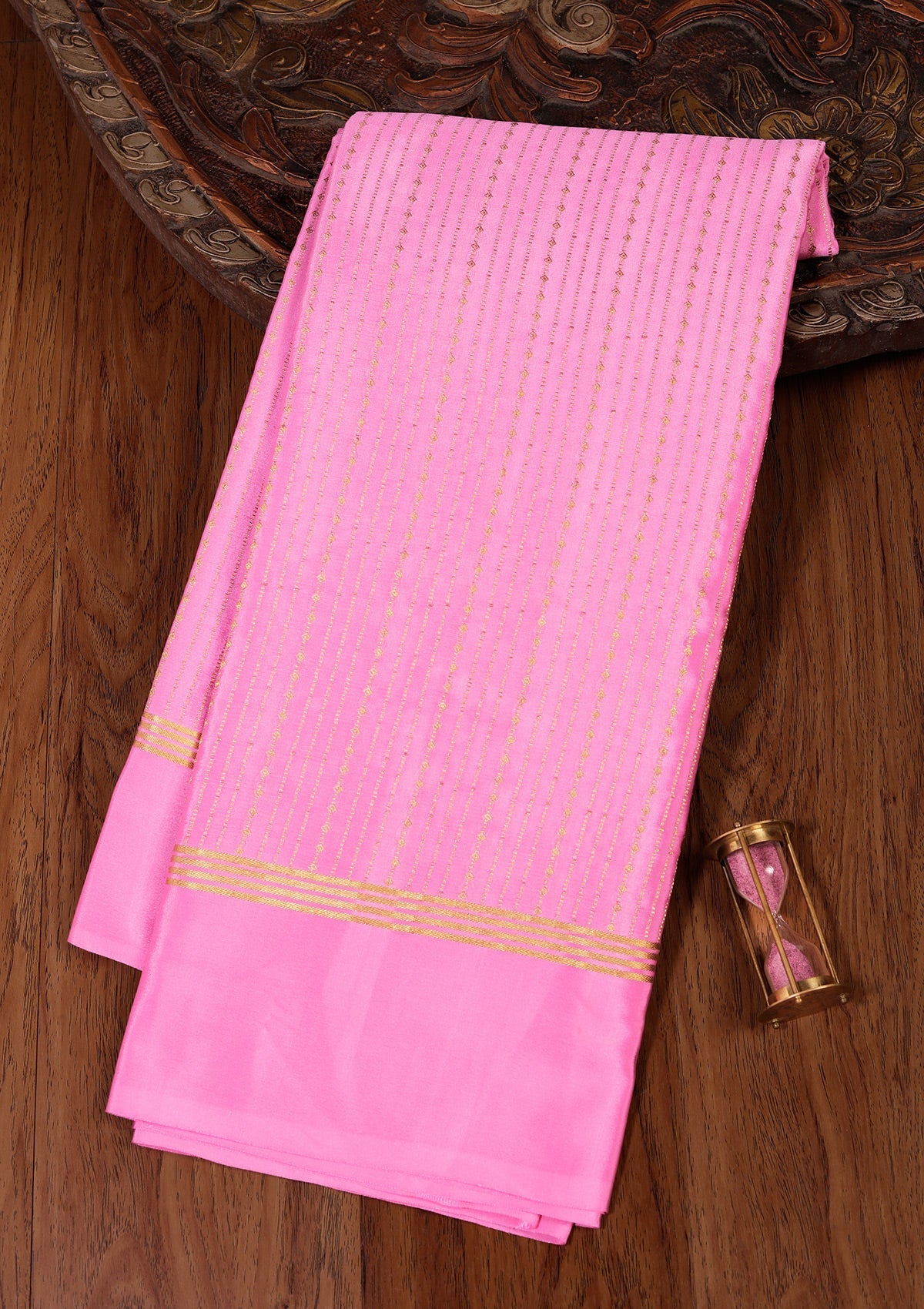 Pink Zariwork Pure Crepe Silk Saree-koskii