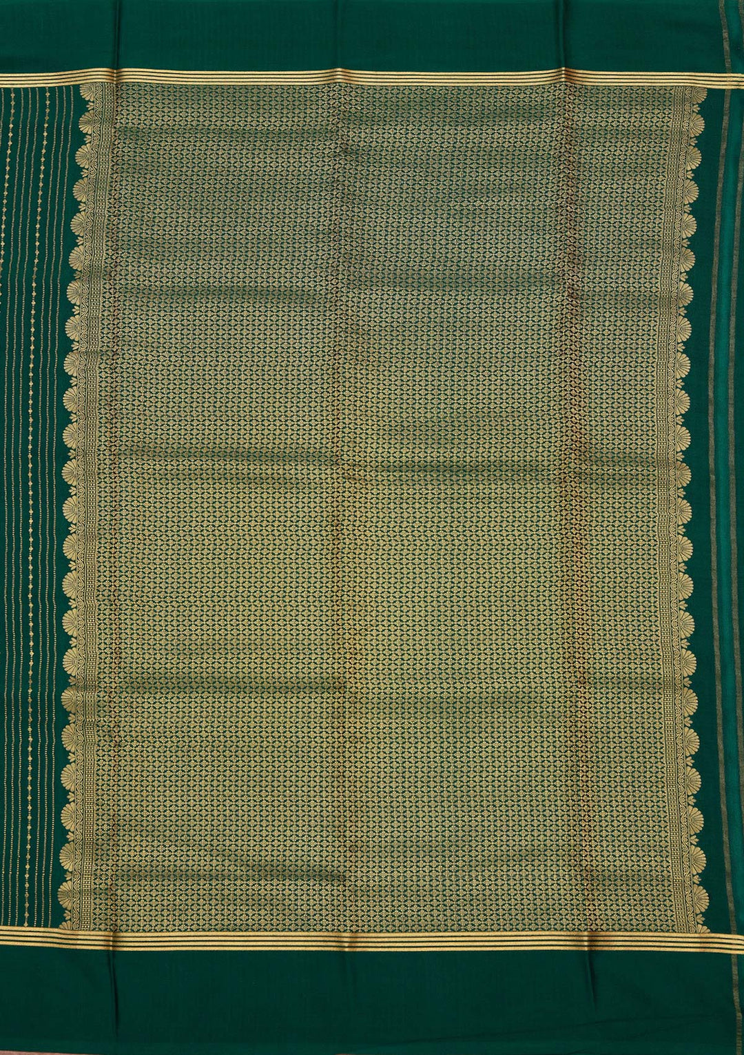 Rama Green Zariwork Pure Crepe Silk Saree_koskii